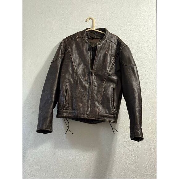 Men’s VTG  leather aviation pilot  brown distressed motorcycle jacket Size XL - Picture 1 of 5